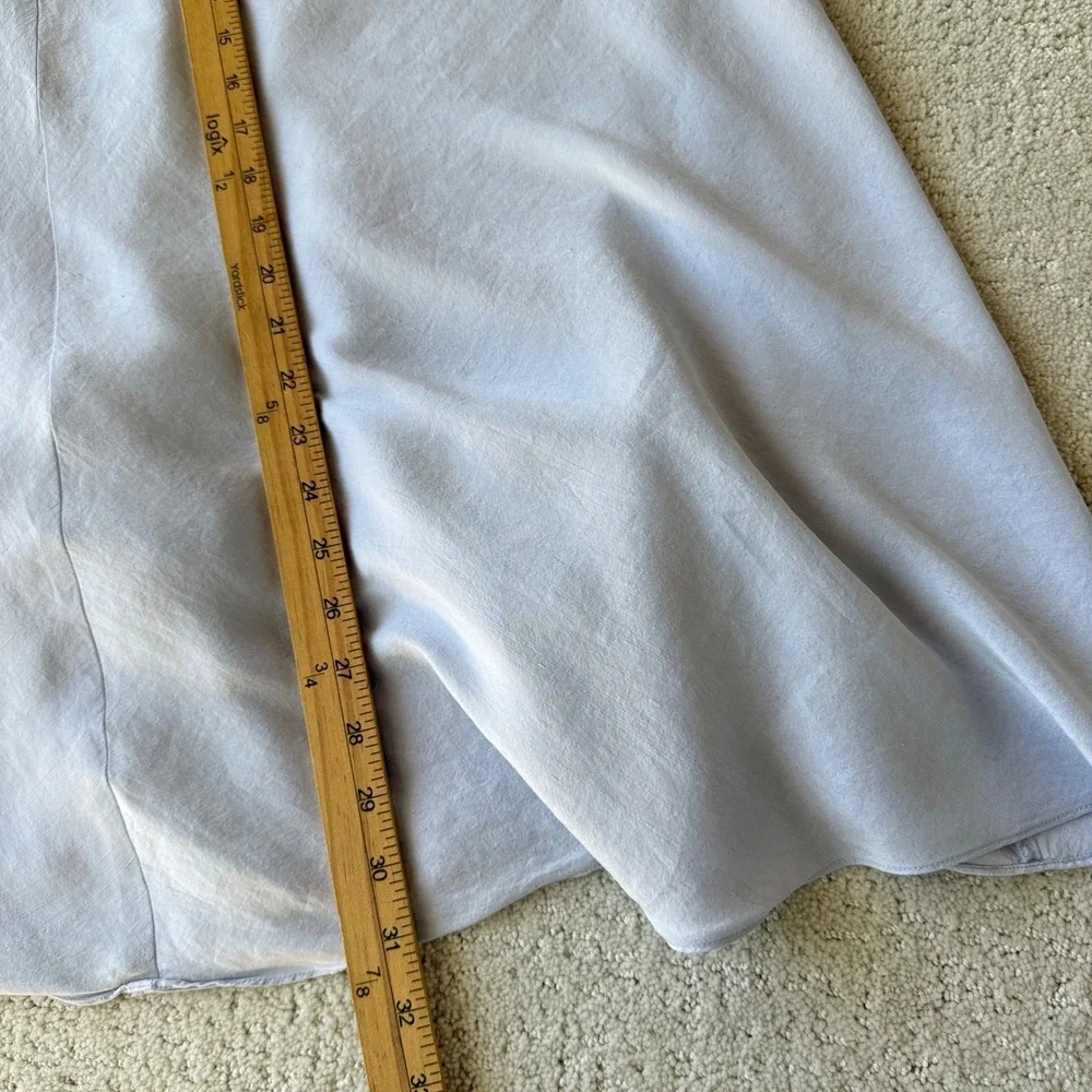 Eileen Fisher 100% Silk Midi Skirt Women 1X Light Blue Grey A-Line Elastic Waist